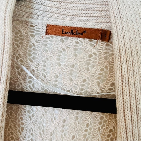 Belldini Long Bohemian Knit Cardigan Sweater Size L - Picture 4 of 4